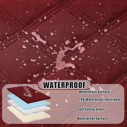 Smiry Waterproof Dog Bed Cover Blanket 40x80, Soft Reversible Pet Blanket, Washable Leakproof Cats Dogs Couch Cover for Sofa, Couch, Furniture, Wine Red/Beige