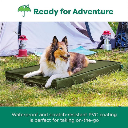 FurHaven Cooling Dog Bed – XL Foam Mattress for Joint Pain Relief, Waterproof Liner, Removable Washable Cover, Durable for Outdoor Use, Deluxe Grid Indoor/Outdoor Bed – Green, Jumbo