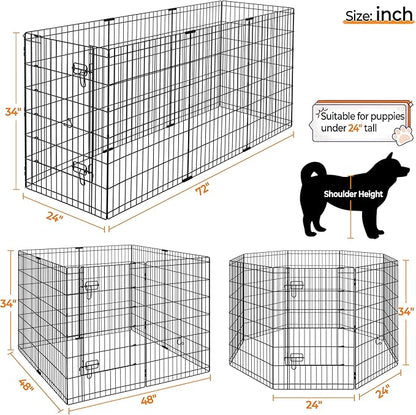 Yaheetech 34" High 8 Panel Foldable Metal Dog Exercise Pen Pet Playpen Dog Fence Outdoor & Indoor Use for Small Animals with Door Black