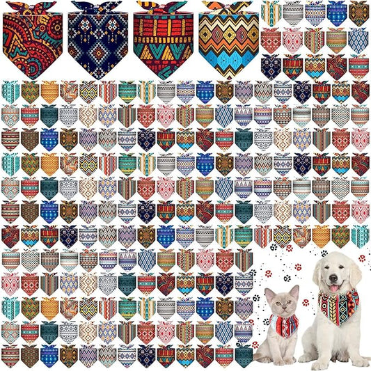 Amylove 120 Pcs St. Patrick's Day Dog Bandanas Bulk Holiday Triangle Dog Pack Puppy Kerchief Bandana Adjustable Spring Pet Scarf for Pet Cat Costume Accessories Decor(Geometry)