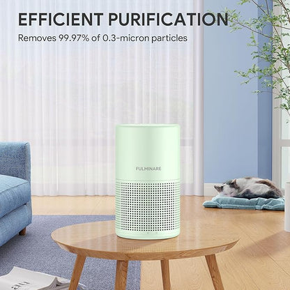 FULMINARE Air Purifiers for Home Bedroom H13 HEPA Air Purifier, 3 Speeds, Timer, 24dB, Small Mini Air Purifier with Night Light, Green
