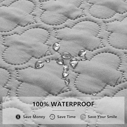 Waterproof Blanket for Bed, Reversible Dog Couch Cover Pet Sofa Furniture Protector Machine Washable King Size(82x102 Inch, Lightgrey+Darkgrey)