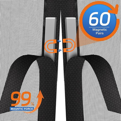Upgraded PET Mesh Magnetic Screen Door Stronger Than Fiberglass and Polyester,Hands Free,Keep Bugs Out,Pet & Kid Friendly,Suitable for Sliding Doors,Patio and French Doors-48" X 96"
