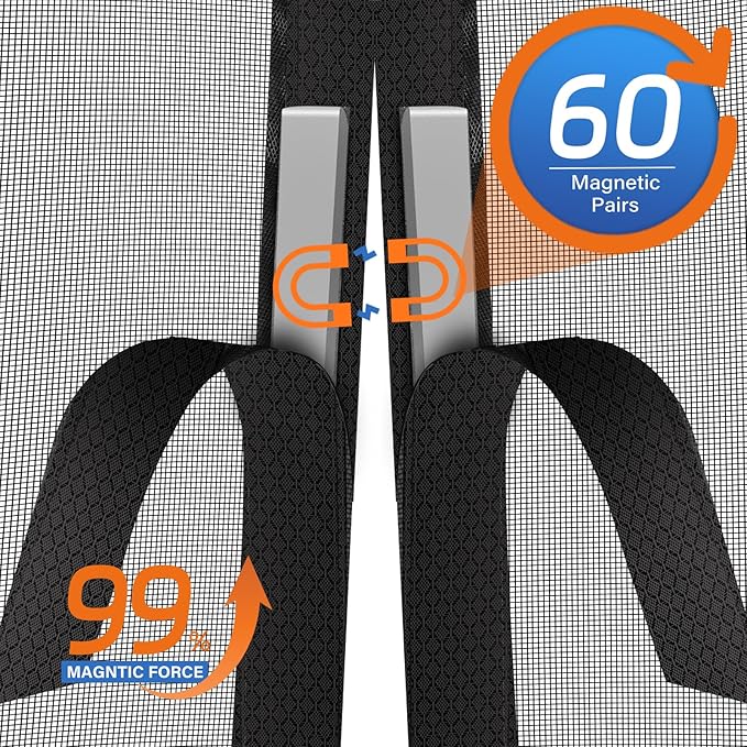 Upgraded PET Mesh Magnetic Screen Door Stronger Than Fiberglass and Polyester,Hands Free,Keep Bugs Out,Pet & Kid Friendly,Suitable for Sliding Doors,Patio and French Doors-74" X 80"