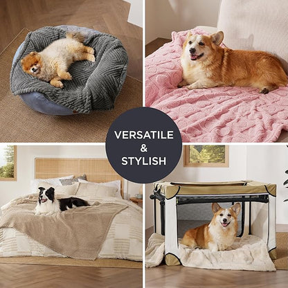 Bedsure Dog Blanket for Medium Dogs Washable - Fluffy Fuzzy Puppy Cat Blanket with Premium 300GSM Coral Fleece Soft for Pet Kitten Doggy, Brown, 30x40IN