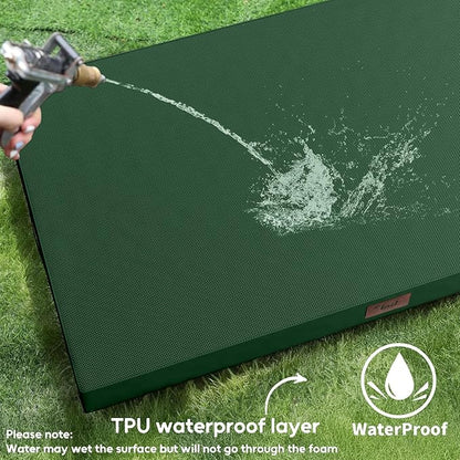 Outdoor Dog Bed for Small Dogs & Cats, Waterproof Dog Crate Mat Orthopedic Egg Crate Foam with Washable Removable Oxford Cover, Dark Green