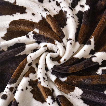 Bnuitland Cow Print Throw Blanket, Large Size 90x90 Inches with Storage Pouch, 300 GSM Double Sided Lightweight Fuzzy Decor, Super Soft Cozy Gift Flannel Fleece Blanket for Bed/Sofa/Couch/Outdoor