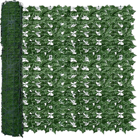 Artificial Fence Privacy Screen: 4FT x 50FT UV-Anti Faux Greenery Backdrop Ivy Chain Link Shades Panels for Patio, Balcony, Garden,Deck,Backyard Indoor Outdoor Green Wall Decor