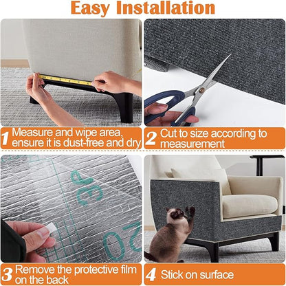 Cat Scratch Furniture Protector - 78.7" x 13.8" Trimmable Self-Adhesive Cats Claws Scratch Pads, DIY Cat Climbing Couch Protector for Scratch Post Cat Tree Replacement Indoor (Dark Gray)