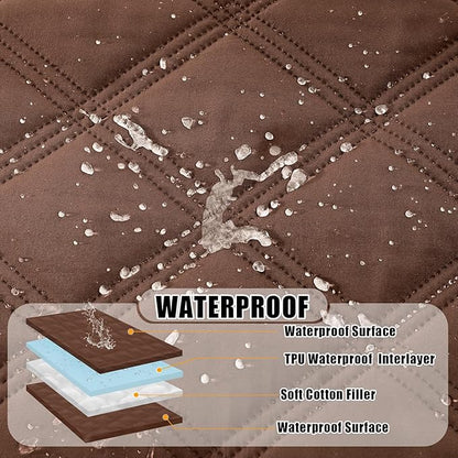 Smiry Waterproof Dog Bed Cover Blanket 52x82, Soft Reversible Pet Blanket, Washable Leakproof Cats Dogs Couch Cover for Sofa, Couch, Furniture, Brown/Brown
