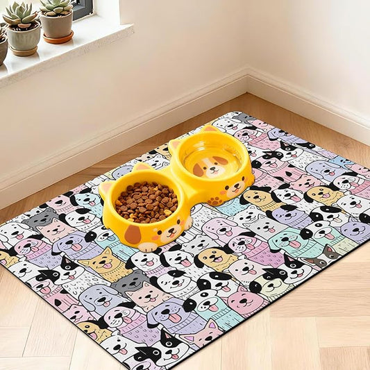 Pet Feeding Mat for Floors Waterproof Dog Mat for Food and Water Absorbent Quick Dry Non Slip mat for Cat Bowls