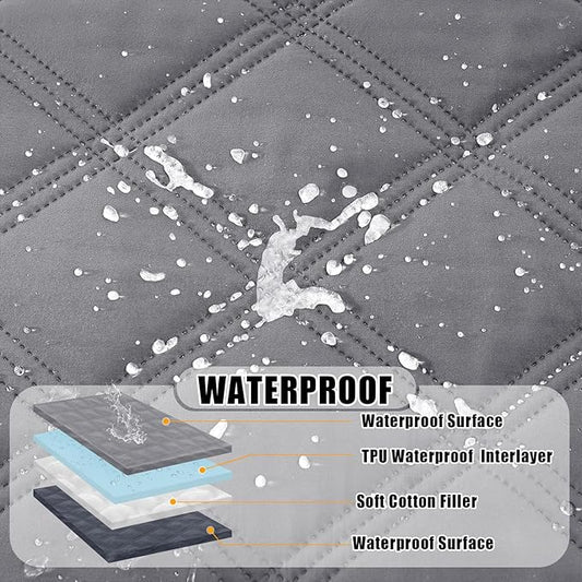 Smiry Waterproof Dog Bed Cover Blanket 52x82, Soft Reversible Pet Blanket, Washable Leakproof Cats Dogs Couch Cover for Sofa, Couch, Furniture, Grey/Dark Grey