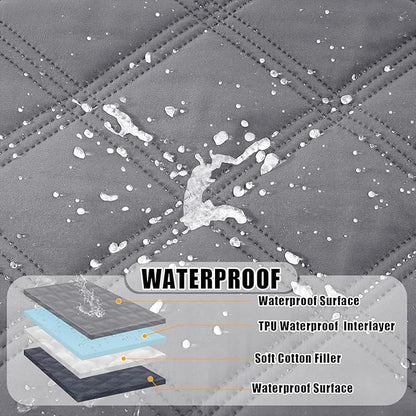 Smiry Waterproof Dog Bed Cover Blanket 82x102, Soft Reversible Pet Blanket, Washable Leakproof Cats Dogs Couch Cover for Sofa, Couch, Furniture, Grey/Dark Grey