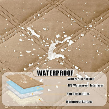 Smiry Waterproof Dog Bed Cover Blanket 52x82, Soft Reversible Pet Blanket, Washable Leakproof Cats Dogs Couch Cover for Sofa, Couch, Furniture, Camel/Beige