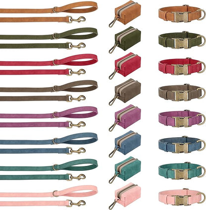 Didog Soft PU Leather Dog Collar, Stylish Quick Released Dog Collar for Large Dogs, Easy Clean Adjustable Pet Collar for Daily Walking, Pink, L Fit 15-23" Neck