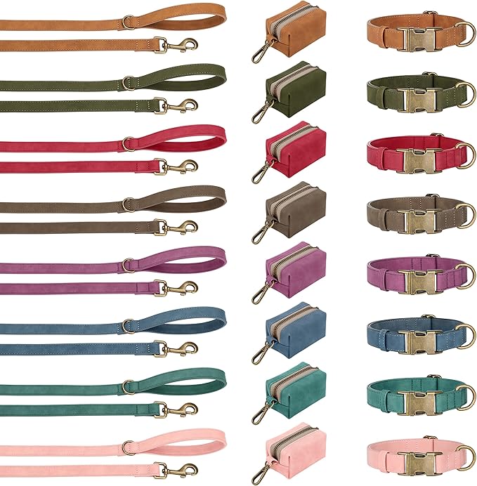 Didog Soft PU Leather Dog Collar, Stylish Quick Released Dog Collars for Large Dogs, Easy Clean Adjustable Pet Collar for Daily Walking, Pink, XL Fit 17-27" Neck