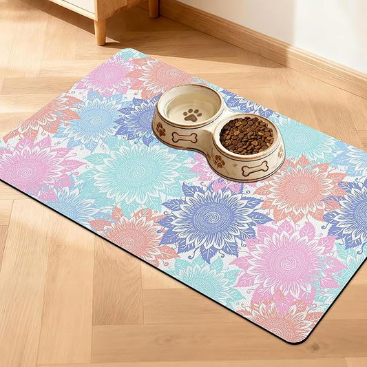 Pet Feeding Mat for Floors Waterproof Dog Mat for Food and Water Absorbent Quick Dry Non Slip mat for Cat Bowls