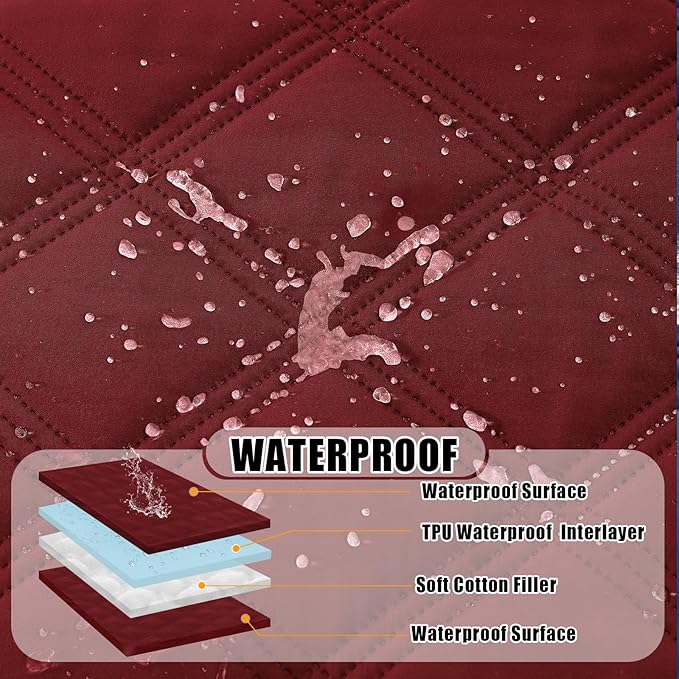 Smiry Waterproof Dog Bed Cover Blanket 52x82, Soft Reversible Pet Blanket, Washable Leakproof Cats Dogs Couch Cover for Sofa, Couch, Furniture, Wine Red/Wine Red