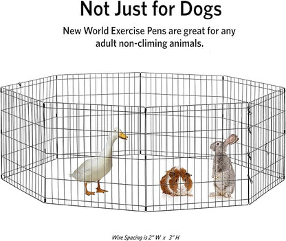 MidWest Homes for Pets Folding Metal Puppy / Dog Exercise Pen, Indoor/Outdoor Playpen with No Door, Provides 16 Sq Feet of Play Space, 18-Inches Tall, Black E-Coated