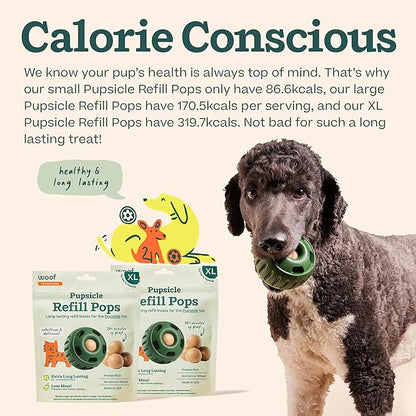 WOOF Pupsicle Refill Pops, Delicious Long Lasting Dog Treats, Pre-Made Pupsicle Refills for Dogs, Wholesome Ingredients, Low-Mess Beef Pet Treats - XL Pops - 5 Count - 3 Pack