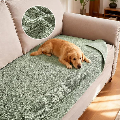 H.VERSAILTEX Non Slip Pet Couch Cover Chenille Dog Bed Protector Thick Soft Sofa Slipcover Pet Friendly Washable Couch Cushion Covers for Pets (30" x 53", Sea Foam)