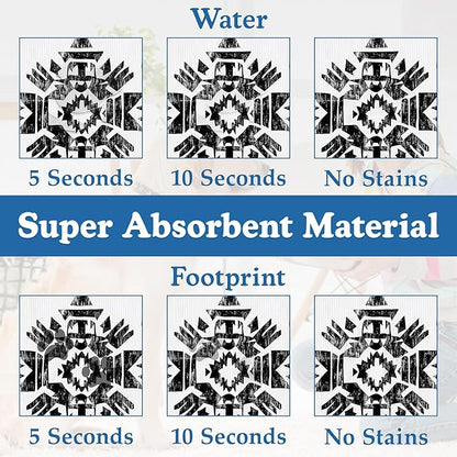 Black Boho Art Dog Food Mat–Christmas Stocking Absorbent Quick Dry Feeding Placemat for Food and Water Bowls, Non Slip Rubber Backing, Waterproof Pet Supplies for Mess-Free Eating 12"x20"
