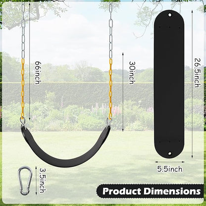 Sunnyglade 2PCS Swings Seats Heavy Duty with 66" Chain, Playground Swing Set Accessories Replacement with Snap Hooks, Support 250lb (2, Black)