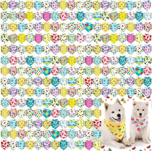 Aliceset 180 Pcs Summer Pet Dog Bandana Bulk Fruit Bandanas for Dogs Adjustable Washable Tropical Pet Triangle Scarf Dog Kerchief Bibs for Small Medium Large Dog Cat Holiday Costume Accessories