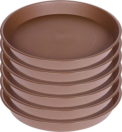 2 Pack of 8 inch Plant Saucer Clear, Heavy Duty Plastic Plant Water Tray 8 inch Round, Flower Plant Saucers for Indoors No Holes, Plant Dishes Saucer for Planter 7"/8" (8", Chocolate)