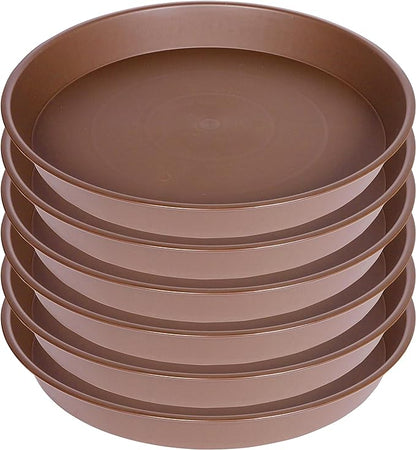 2 Pack of 20 21 inch Plant Saucer Round, Deep Plant Saucers for Pots, Heavy Plastic Plant Drip Tray for Indoors Outdoor, Bird Bath Bowls, Plant Trays for Planter 19-22" (21 inch, Chocolate)