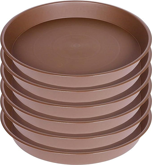 6 Pack of 7 inch Plant Saucer, Heavy Duty Plastic Plant Water Tray 7 inch Round, Flower Plant Saucers for Indoors No Holes, Plant Dishes Saucer for Planter 7"/8" (7", Chocolate)