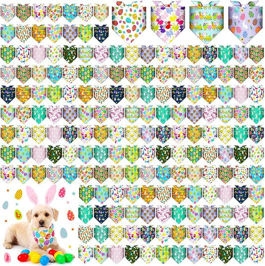 Aliceset 180 Pack Easter Dog Bandana Bulk, Easter Bandanas for Dog, Washable Adjustable Pet Triangle Scarf Bib for Small Medium Large Puppy Holiday Costumes Accessories