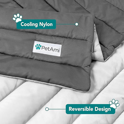 PetAmi Cooling Mat for Dog, Premium Pet Cooling Blanket for Crate Kennel, Indoor Cat Cool Sleeping Pad, Q-MAX Cold Sofa Couch Cover for Summer, Gray/Light Grey, Medium (29x40)