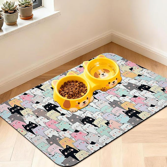 Pet Feeding Mat for Floors Waterproof Dog Mat for Food and Water Absorbent Quick Dry Non Slip mat for Cat Bowls