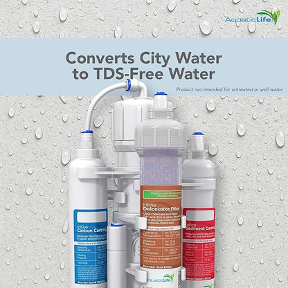 Aquatic Life RO Buddie 4-Stage Reverse Osmosis Deionization Water Filter System RO/DI Filtration Units for Aquarium, 50 GPD