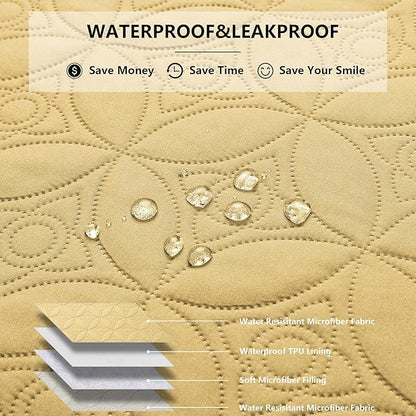 Waterproof Dog Blanket, 30x30 inches Small Pet Couch Covers for Sofa, Chair Bed Furniture Protector from Dogs Washable and Reversible-Sand+Cream
