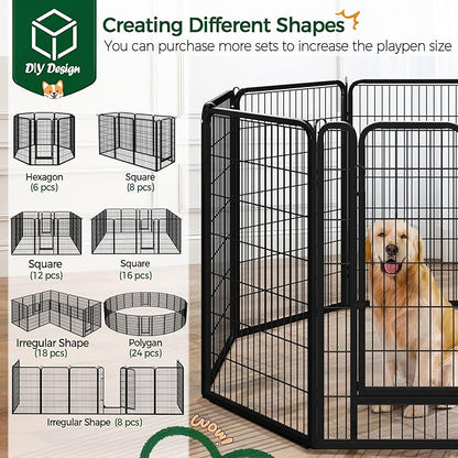 Yaheetech Dog Playpen Outdoor, 47 inch 8 Panels Dog Pen Indoor Heavy Duty Puppy Exercise Pen Metal Pet Fence for RV Camping/Yard/Garden