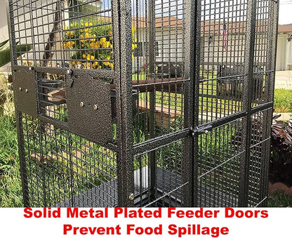 2 Color, Extra Large Wrought Iron Dome Top for Macaw Goffin's Cockatoo Cockatiels African Grey Amazon Parrots Green Cheek Conures Caique Bird Cage with Rolling Stand (Black-Vein)