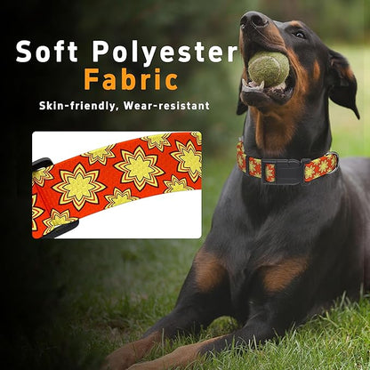Dog Collar, Classical Indian Spirit Boys Girls Puppy Collar for Small Medium Large Dogs, Adjustable Soft Indian Pet Collar with Safety Buckle for Male Females(Yellow,XL)