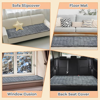 Washable Dog Couch Cover Protector, Non Slip Dog Bed Mat Machine Washable Large Blanket for Dogs, Pet Couches Covers for Sofa (Grey, 27.6 * 82.7 '')