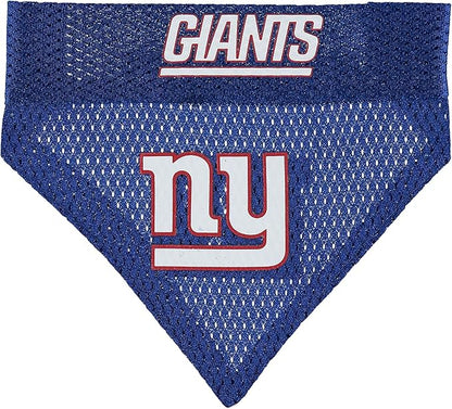 NFL DOG BANDANA - NEW YORK GIANTS REVERSIBLE PET BANDANA. 2 Sided Sports Bandana with a PREMIUM Embroidery TEAM LOGO, Large/X-Large. - 2 Sizes & 32 NFL Teams available