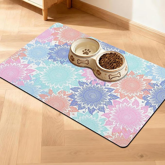 Pet Feeding Mat for Floors Waterproof Dog Mat for Food and Water Absorbent Quick Dry Non Slip mat for Cat Bowls
