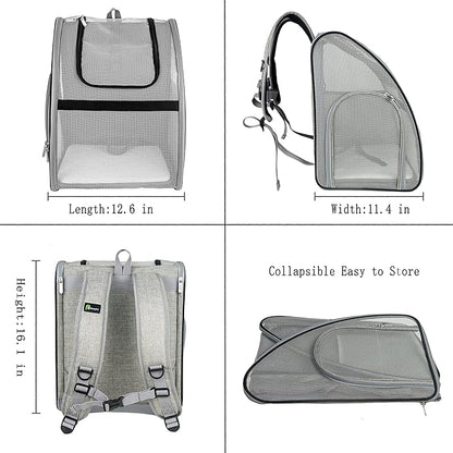 Pet Carrier Backpack, Ventilated and Breathable for Cats Dogs, Collapsible Designed for Travel, Hiking & Outdoor Use Black