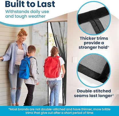 Flux Phenom Magnetic Screen Door - Bugs Out, Breeze in - 9min Install Auto-Sealing Heavy Duty Double Stitched Mesh, 52 Magnets, Hands Free Sliding & Patio Doors Net, Pet & Kid Friendly, 38 x 82 Inch