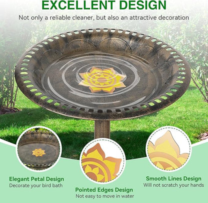 Saillong 2 Pack Bird Bath Copper Disk, Reinforced 99.99% Pure Copper Bird Bath Purification Disk for Physical Clean Water, Birdbaths Cleaner for Outdoor Birdbaths, Bowl and Garden Fountain (Petal)