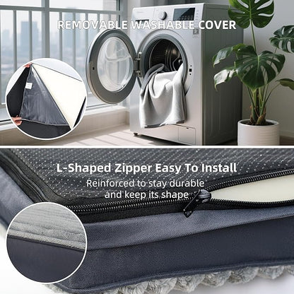 Small Dog Bed Sized Dogs, Orthopedic Flannel Pet Bed with Removable Washable Cover, Waterproof Indestructible Puppy Dog Cot Bed with Anti-Slip Bottom, Egg Crate Memory Foam Pad, 23.0"x17.0"x3.0", Grey