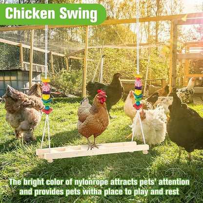 Jorewood Chicken Coop Swings, Outdoor Poultry Exercise Perch for Hens, Roosters