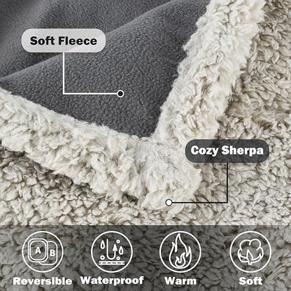 Kritter Planet Waterproof Bed Blanket for Dogs, Washable Stain Proof Pad Bed Cover, Reversible Leakproof Furniture Protector, Liquid Pee Proof Blanket for Couch Sofa, 80x60 inch, Queen Size
