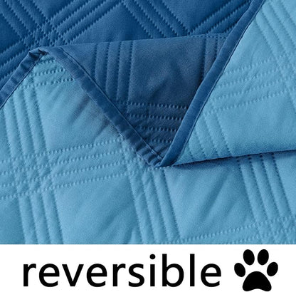 hyha Waterproof Dog Blanket, Reversible Pet Bed Blanket, Soft Sofa Couch Cover for Dogs Washable, Waterproof Pet Couch Covers for Sofa Puppy Cats Furniture Protector(40"x70", Navy Blue/Blue)