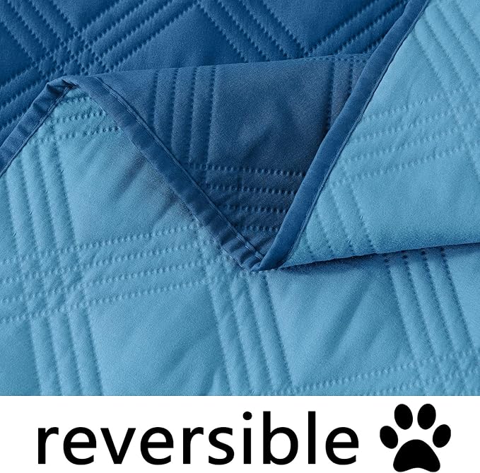 hyha Waterproof Dog Blanket, Reversible Pet Bed Blanket, Soft Sofa Couch Cover for Dogs Washable, Waterproof Pet Couch Covers for Sofa Puppy Cats Furniture Protector(82"x120", Navy Blue/Blue)